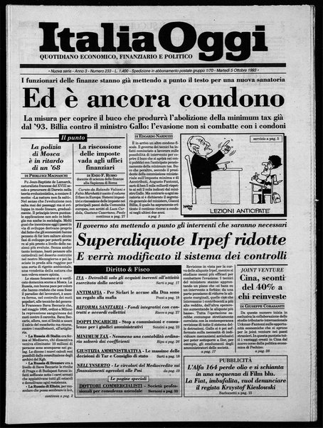 Italia oggi : quotidiano di economia finanza e politica